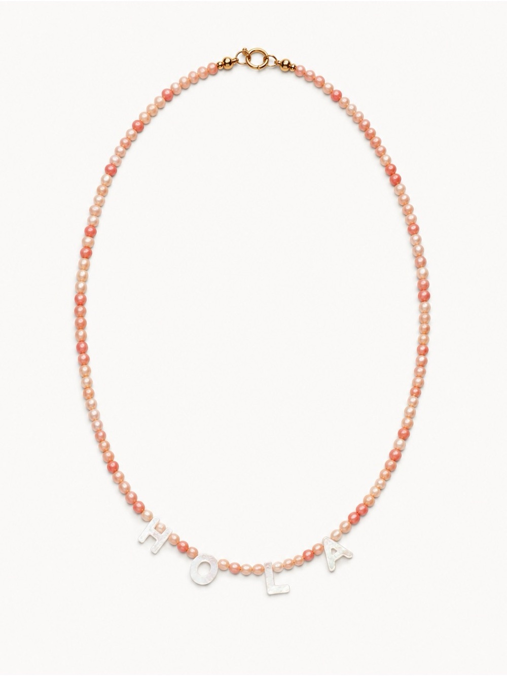 HOLÁ Pink Pearl Letter Necklace